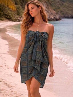 Keepfit - Blue Printed Swimwear Cover-Up Pareo Sarong
