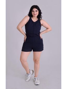 Keepfit - Women Navy Blue Sleeveless Beachwear Romper