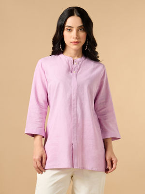 Lavender cotton short kurti (attached sleeves)
