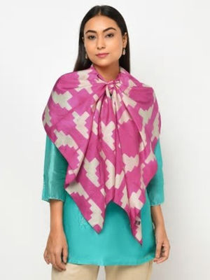 Red - Tie & Dye Gajji Silk Shibori Stole 04