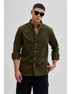 Snitch Olive Solid Twill Shirt - Image 1