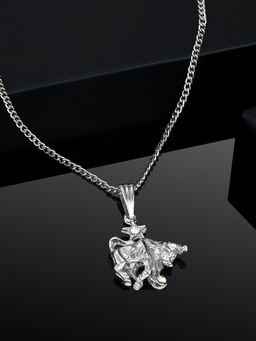 Estele - Rhodium Plated Taurus Zodiac Sign Designer Pendant with Crystal for Women