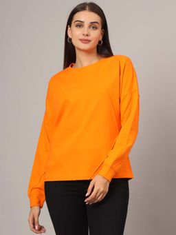 BRINNS - Women Orange Long Sleeves Round Neck Sweatshirt