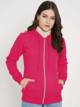 BRINNS - Women Magenta Hooded Fleece Front-Zip Hoodie