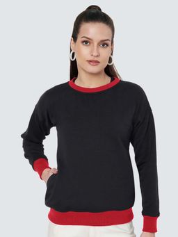 BRINNS - Women Red and Black Colorblock Sweatshirt