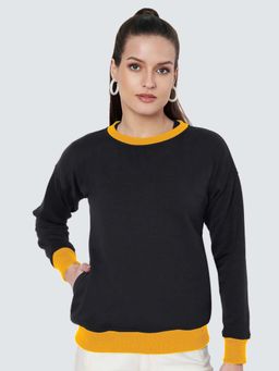 BRINNS - Women Mustard and Black Colorblock Sweatshirt