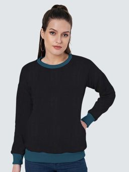 BRINNS - Women Teal and Black Colorblock Sweatshirt