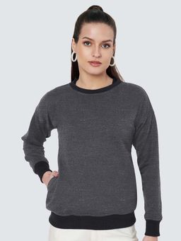BRINNS - Women Charcoal and Black Colorblock Sweatshirt