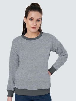 BRINNS - Women Light Grey and Charcoal Colorblock Sweatshirt