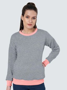 BRINNS - Women Peach and Grey Colorblock Sweatshirt
