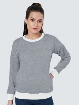 BRINNS - Women White and Grey Colorblock Sweatshirt