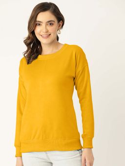 BRINNS - Women Mustard Fleece Solid Sweatshirt