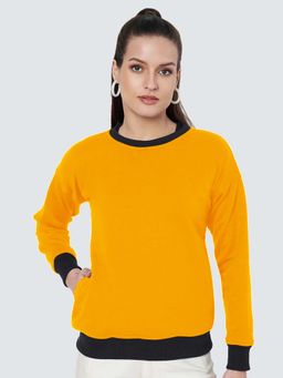 BRINNS - Women Mustard and Black Colorblock Sweatshirt