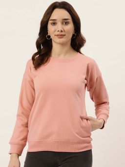 BRINNS - Women Peach Fleece Solid Sweatshirt