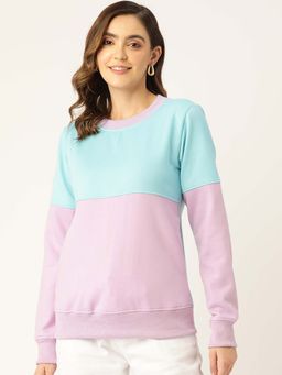 BRINNS - Women Lavender and Blue Colorblock Pullover Sweatshirt