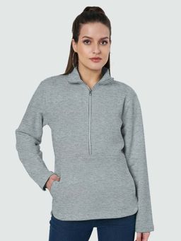 BRINNS - Women Grey Solid Regular Fit Sweatshirt