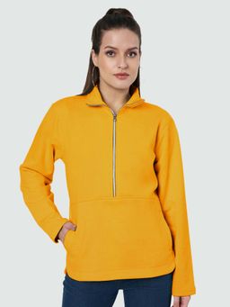 BRINNS - Women Mustard Solid Regular Fit Sweatshirt