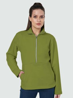 BRINNS - Women Olive Solid Regular Fit Sweatshirt