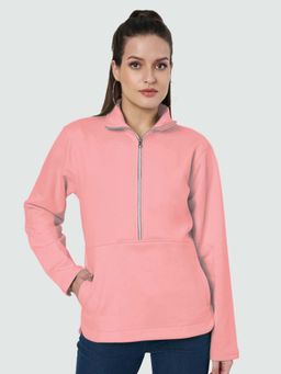 BRINNS - Women Peach Solid Regular Fit Sweatshirt