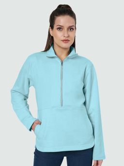 BRINNS - Women Turquoise Solid Regular Fit Sweatshirt