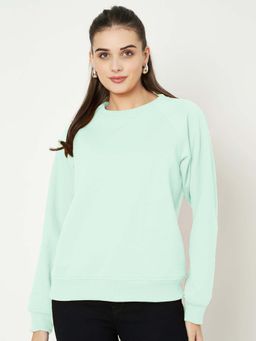 BRINNS - Women Mint Green Round Neck Long Sleeves Sweatshirt