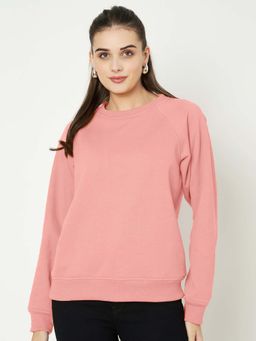 BRINNS - Women Peach Round Neck Long Sleeves Sweatshirt