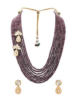 Joules By Radhika - Kundan Earring & Necklace Set With Semi Precious Beads