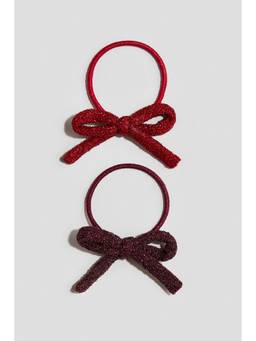 H&M - Girls Multi-Color 2-Pack Bow-Detail Hair Elastics