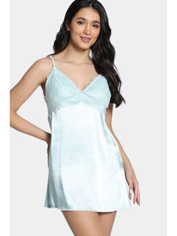 Zivame - Silk N Satin Babydoll with Thong - Mint (Set of 2)