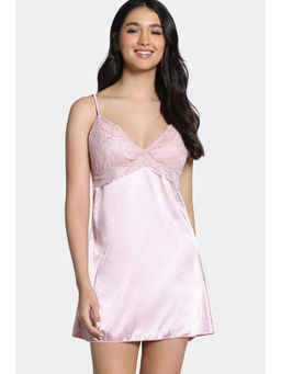 Zivame - Silk N Satin Babydoll with Thong - Rose Gold (Set of 2)