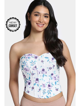 Zivame - Non-Padded Short Slip Corset - Purple Print