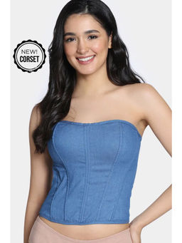 Zivame - Non-Padded Short Slip Corset - Light Wash
