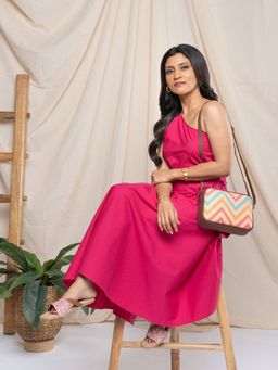 Zouk - Womens Handicraft Fabric and Vegan Leather Sling Bag