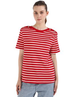 Tommy Hilfiger - Women Red and White Stripes T-Shirt