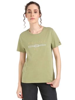 Tommy Hilfiger - Women Green Embroidered T-Shirt