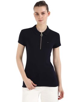 Tommy Hilfiger - Women Black Solid Polo T-Shirt