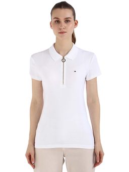 Tommy Hilfiger - Women White Solid Polo T-Shirt