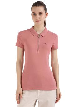Tommy Hilfiger - Women Peach Solid Polo T-Shirt