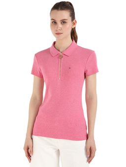 Tommy Hilfiger - Women Pink Solid Polo T-Shirt
