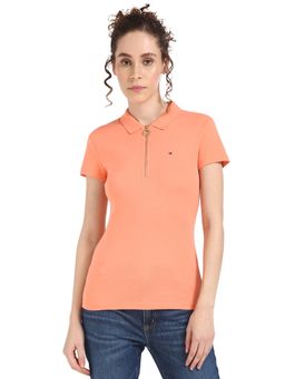 Tommy Hilfiger - Women Orange Solid Polo T-Shirt