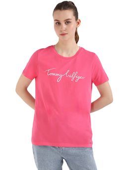 Tommy Hilfiger - Women Hot Pink Solid T-Shirt