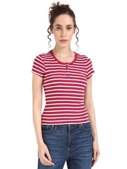 Tommy Hilfiger - Women Maroon Stripes T-Shirt