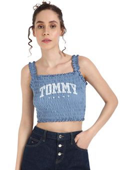 Tommy Hilfiger - Women Blue Sleeveless Crop Top