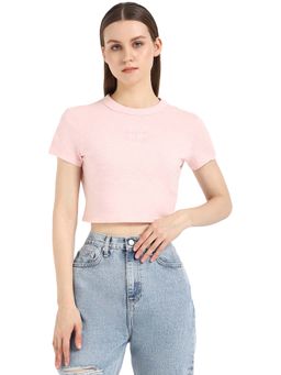 Tommy Hilfiger - Women Pink Solid Crop T-Shirt