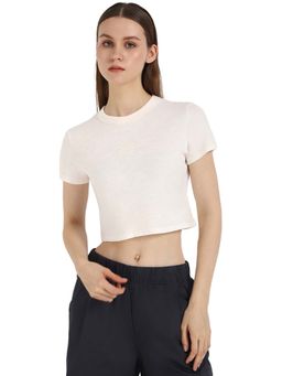 Tommy Hilfiger - Women Off White Solid Crop T-Shirt