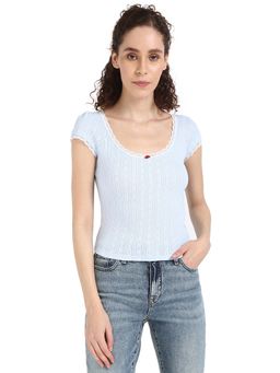 Tommy Hilfiger - Women Blue Self Design Top