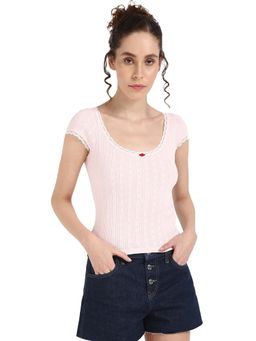 Tommy Hilfiger - Women Pink Self Design Top