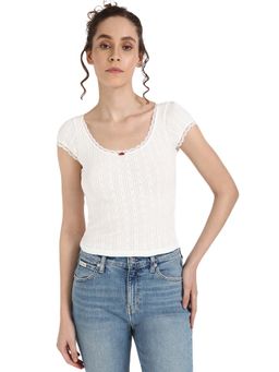 Tommy Hilfiger - Women White Self Design Top
