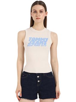 Tommy Hilfiger - Women Beige Round Neck Tank Top