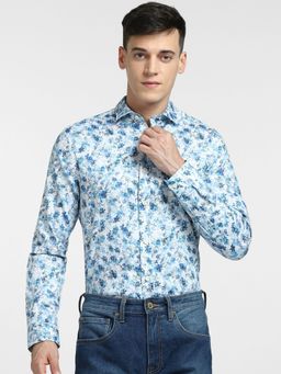 Jack & Jones - Blue Floral Print Full Sleeves Shirt